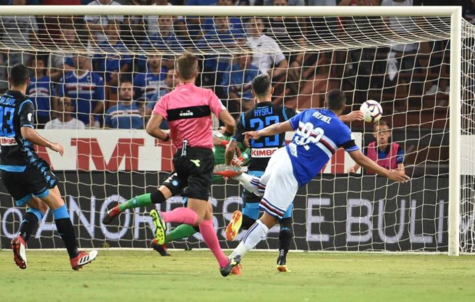 Gregoire Defrel apre le marcature contro il Napoli con una fucilata di destro, Getty